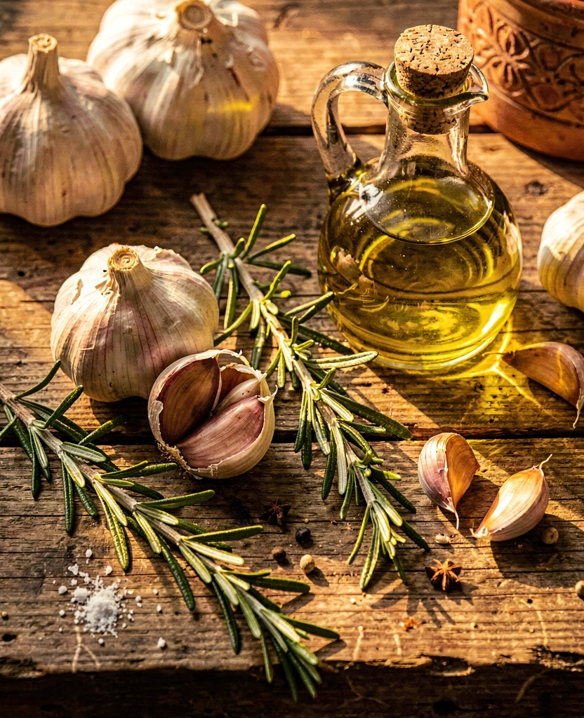 Ingredientes frescos numa cozinha tradicional