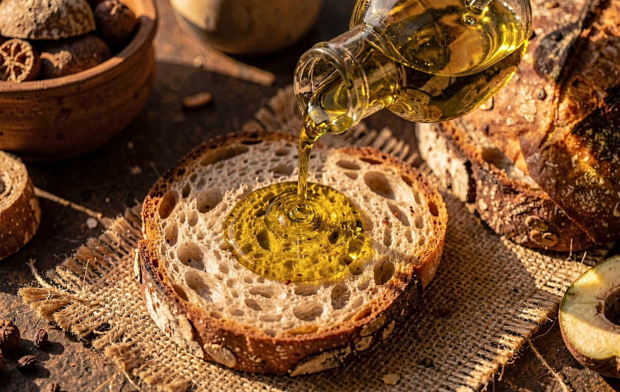 Azeite e pão de fermentação natural