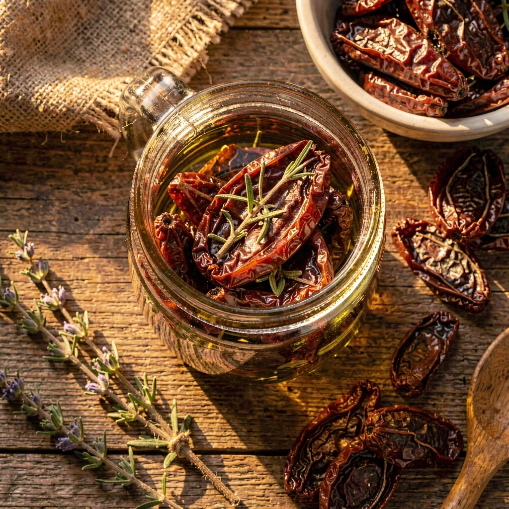 Tomates secos conservados